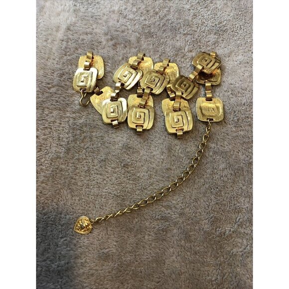Vintage Goldtone Metal Square Tooled Charms Adjustable Chain Belt main image 4